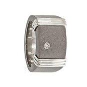 AEGIDIUS Titanium Ring & Sterling Silver .06 ct Diamond Signet Ring by Edward Mirell - 12 mm - Larson Jewelers
