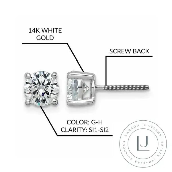 14K White Gold 4-Prong Solitaire Basket Studs with Lab Grown Diamond - Larson Jewelers