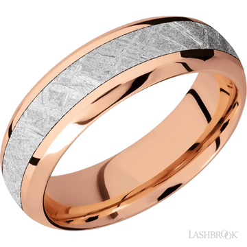 14K Rose Gold with Polish , Polish Finish and Meteorite Inlay - 7 MM - Larson Jewelers