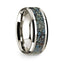 14k White Gold Polished Beveled Edges Wedding Ring with Blue Dinosaur Inlay - 8 mm - Larson Jewelers