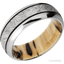 14K White Gold with Satin , Polish Finish and Meteorite Inlay and Spalted Tamarind - 8MM - Larson Jewelers