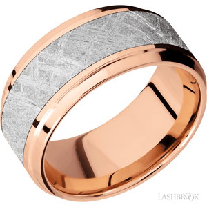 14K Rose Gold with Polish , Polish Finish and Meteorite Inlay - 10MM - Larson Jewelers