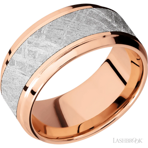 14K Rose Gold with Polish , Polish Finish and Meteorite Inlay - 10MM - Larson Jewelers