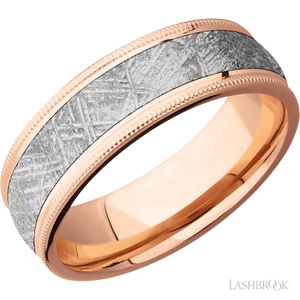14K Rose Gold with Polish Finish and Meteorite Inlay - 7MM - Larson Jewelers