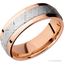 14K Rose Gold Band with Polish Finish and Raised Centered Meteorite Inlay - 7MM - Larson Jewelers