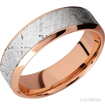 14K Rose Gold Band with Polish Finish and Meteorite Inlay - 7MM - Larson Jewelers