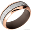 14K Rose Gold with Satin , Polish Finish and Meteorite Inlay and Chocolate Brown - 8MM - Larson Jewelers