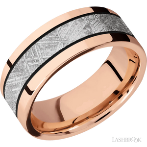 14K Rose Gold with Polish Finish and Meteorite Inlay - 8MM - Larson Jewelers