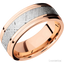 14K Rose Gold with Polish , Polish Finish and Meteorite Inlay Flat Stepped Edges- 8MM - Larson Jewelers