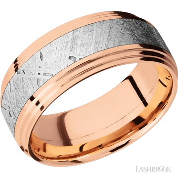 14K Rose Gold with Polish Finish and Meteorite Inlay - 9MM - Larson Jewelers