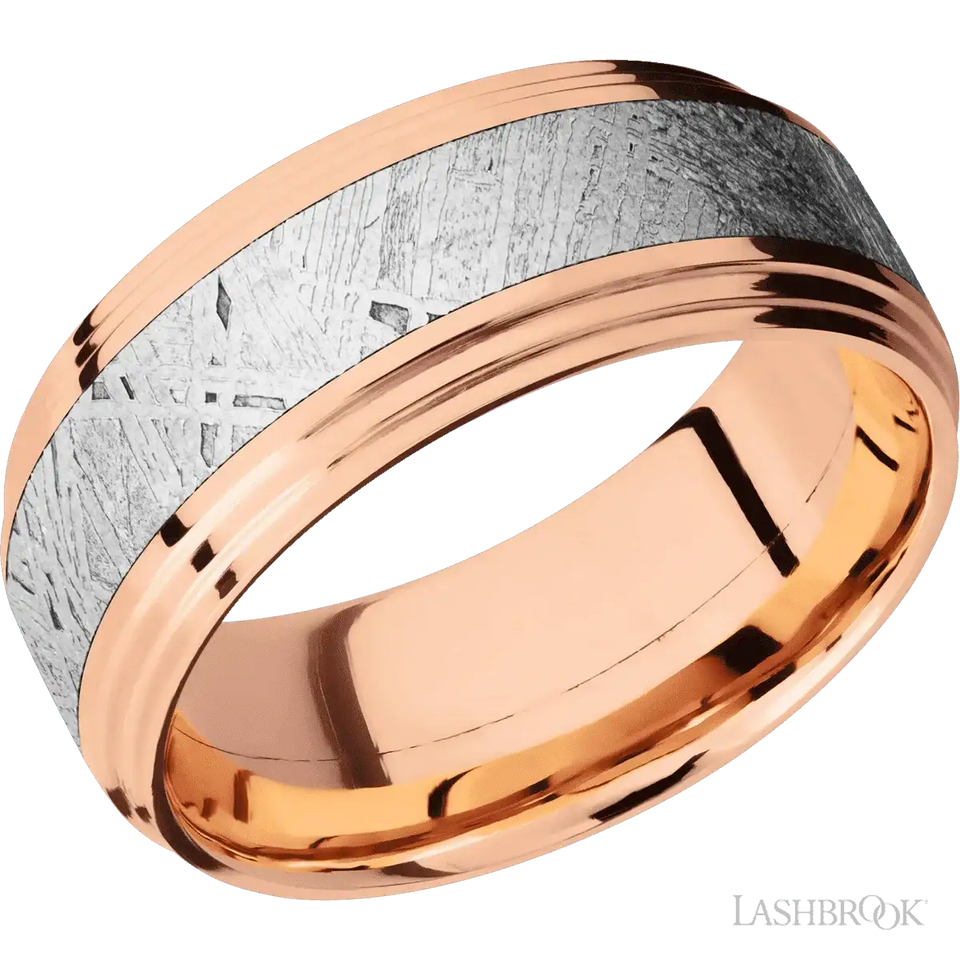 14K Rose Gold with Polish Finish and Meteorite Inlay - 9MM - Larson Jewelers
