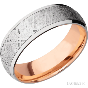 14K White Gold with Polish Finish and Meteorite Inlay and 14K Rose Gold - 7MM - Larson Jewelers