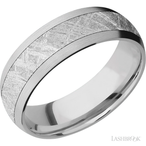 14K White Gold with Satin Finish and Meteorite Inlay - 7MM - Larson Jewelers