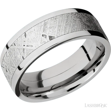 14K White Gold with Polish Finish and Meteorite Inlay - 8MM - Larson Jewelers