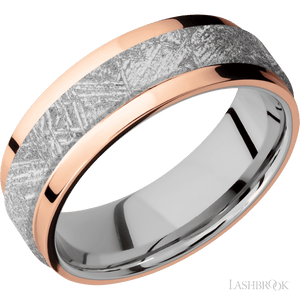 14K Rose Gold with Polish Finish and Meteorite Inlay and 14K White Gold - 7MM - Larson Jewelers