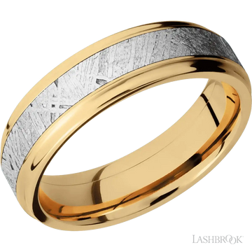 14K Yellow Gold with Polish Finish and Meteorite Inlay - 6MM - Larson Jewelers