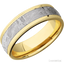 14K Yellow Gold with Polish Finish and Meteorite Inlay Domed Milgrain Edges - 7MM - Larson Jewelers