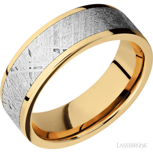 14K Yellow Gold with Polish Finish and Meteorite Inlay - 7MM - Larson Jewelers