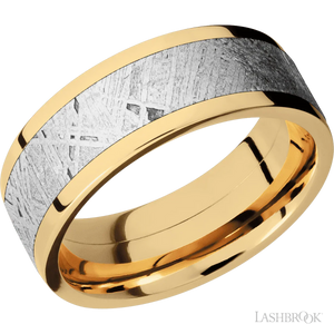 14K Yellow Gold with Polish Finish and Meteorite Inlay - 8MM - Larson Jewelers