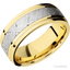 14K Yellow Gold with Polish, Polish Finish and Meteorite Inlay - 8MM - Larson Jewelers