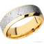 High Bevel 14K Yellow Gold with Polish Finish and Meteorite Inlay - 8MM - Larson Jewelers