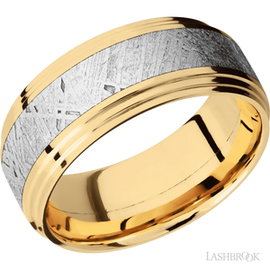 14K Yellow Gold with Polish Finish and Meteorite Inlay - 9MM - Larson Jewelers