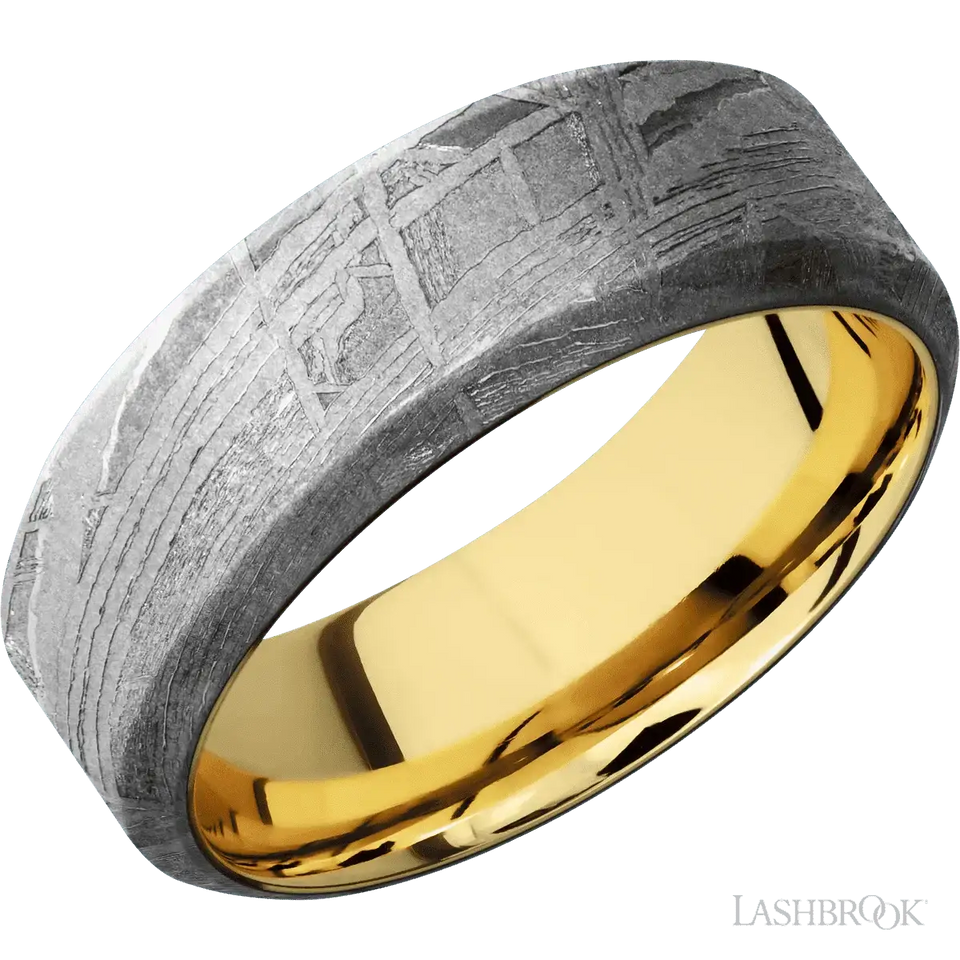 Meteorite with None Finish and 14K Yellow Gold - 8MM - Larson Jewelers