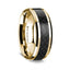14K Yellow Gold Polished Beveled Edges Wedding Ring with Black Carbon Fiber Inlay - 8 mm - Larson Jewelers
