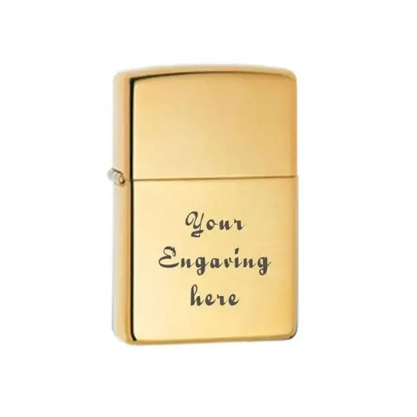 Zippo Lighter High Polished Brass Classic Engravable Grooms Gift USA - Larson Jewelers