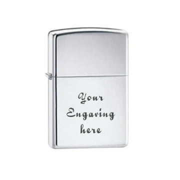Zippo Lighter High Polished Chrome Classic Engravable Grooms Gift USA - Larson Jewelers