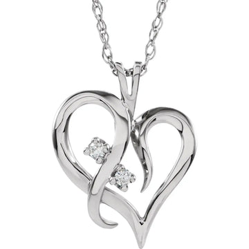 14K White 1.5 mm Round Accented Heart Pendant Mounting - Larson Jewelers