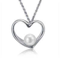 Sterling Silver Heart Shaped Pendant with White Pearl - Larson Jewelers