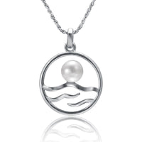 Circular Wave Necklace with White Pearl