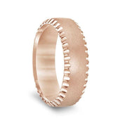 14k Rose Gold Soft Sand Finished Men’s Wedding Ring with Polished Side Cuts - 7mm - Larson Jewelers