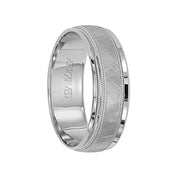 GALLANT 14K White Gold Ring with Florentine Finished Center and Dual Milgrains by ArtCarved Rings - 7 mm - Larson Jewelers