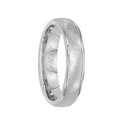 TRAVIS 14k White Gold Wedding Band Florentine Inlay Rolled Edges by Artcarved - 5 mm - Larson Jewelers