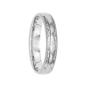 ADAIR 14k White Gold Wedding Band with Swiss Cut Center Milgrain Flat Edges by Artcarved - 4 mm - Larson Jewelers