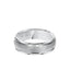 14k White Gold Wedding Band Crystalline Domed Finish Center with Dual Ridge Accents Flat Edges- 7.5 mm - Larson Jewelers
