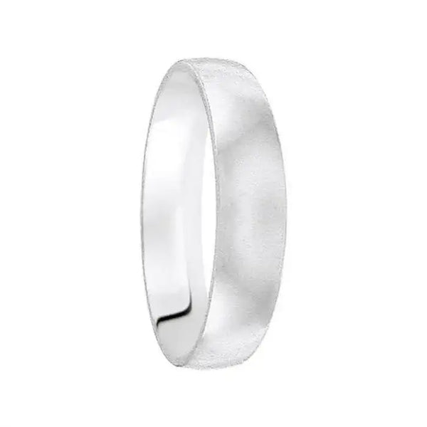 14k White Gold Wedding Band Domed Polished Finish Flat Edges - 4mm - 12mm - Larson Jewelers