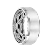 14k White Gold Wedding Band Rope Pattern Coin Edge Inner Design Flat Brushed Finish Beveled Edges by Artcarved - 8.5 mm - Larson Jewelers