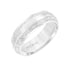 14k White Gold Wedding Band Domed Satin Finish Center with Paisley Edge Detail Flat Edges - 7 mm - Larson Jewelers