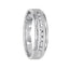 PEMBROOK 14k White Gold Wedding Band Flat Vertical Brushed Finish with Center Row of Diamonds Rolled Edges- 6 mm - Larson Jewelers