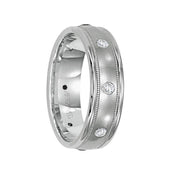 PRICELESS 14k White Gold Wedding Band Domed Satin Finish Milgrain Rolled Edges- 4.5 mm & 6.5 mm - Larson Jewelers