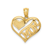 14k Polished MOM And Heart In Heart Pendant - Larson Jewelers