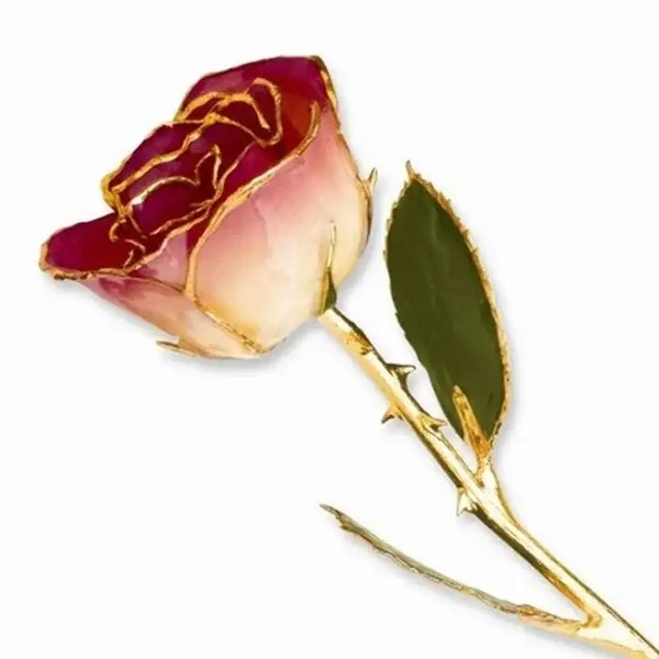 Gold Dipped Amethyst Rose Coated in Lacquer - Larson Jewelers