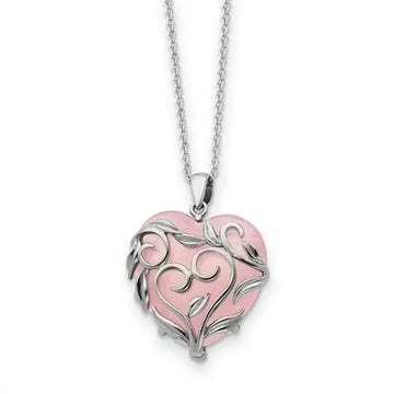 Sterling Silver And Rose Quartz Generous Heart 18in Necklace - Larson Jewelers