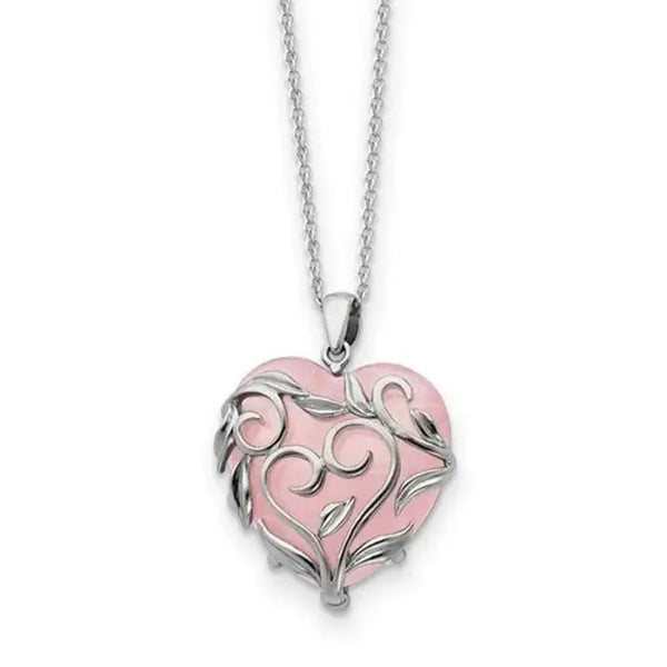 Sterling Silver And Rose Quartz Generous Heart 18in Necklace - Larson Jewelers