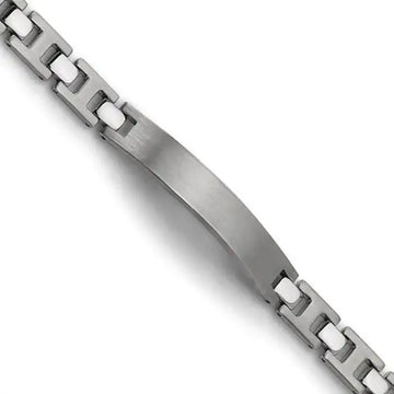 Titanium Brushed & Polished Engravable ID Link Bracelet - 8.5in - Larson Jewelers