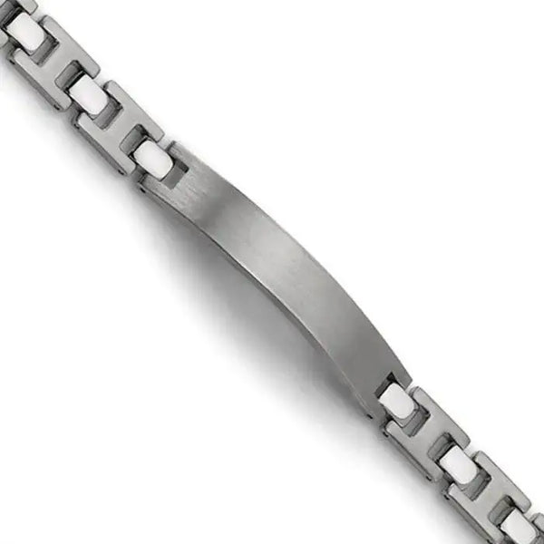 Titanium Brushed & Polished Engravable ID Link Bracelet - 8.5in - Larson Jewelers