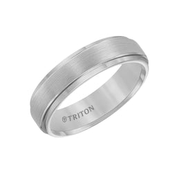 ELIAS Raised Brush Finished Center Tungsten Carbide Comfort Fit Band with Polished Step Edges by Triton Rings - 6 mm - Larson Jewelers
